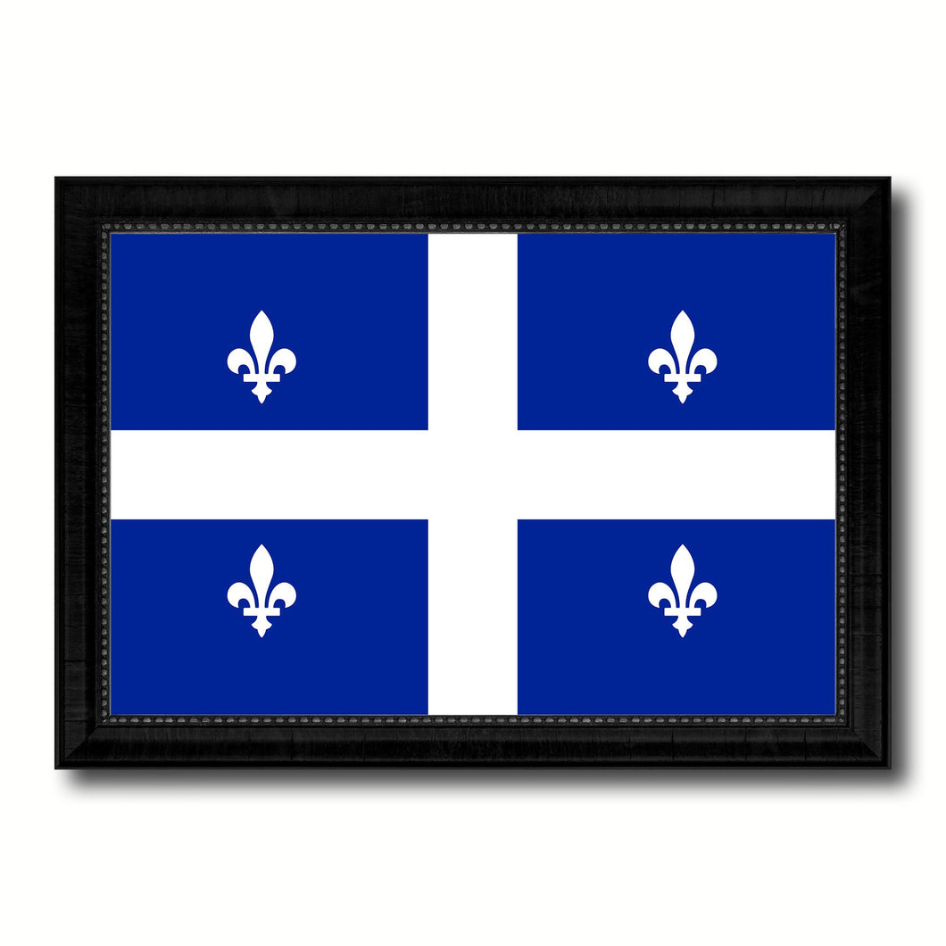 Quebec City Canada Flag Canvas Print Black Picture Frame