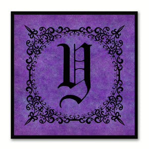 Alphabet Y Purple Canvas Print Black Frame Kids Bedroom Wall Décor Home Art