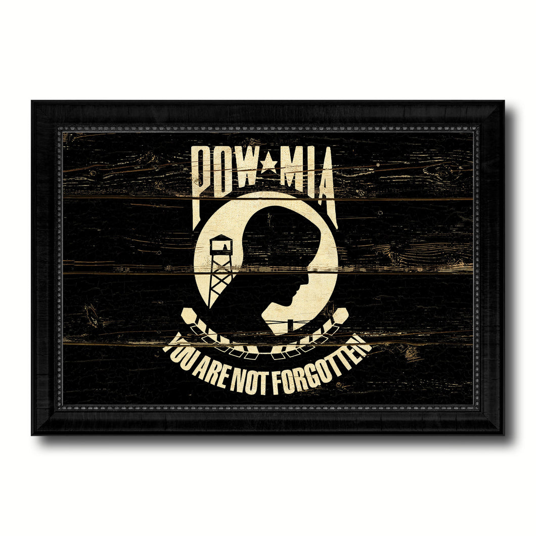 Pow Mia Military Flag Vintage Canvas Print with Black Picture Frame Home Decor Wall Art Decoration Gift Ideas