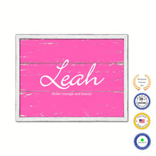 Load image into Gallery viewer, Leah Name Plate White Wash Wood Frame Canvas Print Boutique Cottage Decor Shabby Chic
