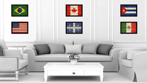 Quebec City Canada Texture Flag Canvas Print Black Picture Frame