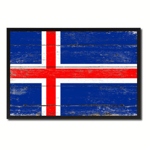 Iceland Country National Flag Vintage Canvas Print with Picture Frame Home Decor Wall Art Collection Gift Ideas