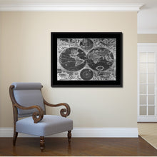 Load image into Gallery viewer, World Hemispheres Vintage Monochrome Map Canvas Print, Gifts Picture Frames Home Decor Wall Art
