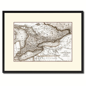 Ontario Canada Vintage Sepia Map Canvas Print, Picture Frame Gifts Home Decor Wall Art Decoration