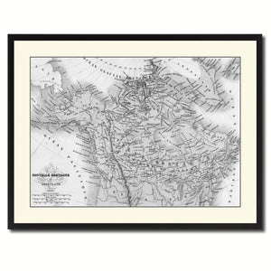 Canada Alaska Vintage B&W Map Canvas Print, Picture Frame Home Decor Wall Art Gift Ideas