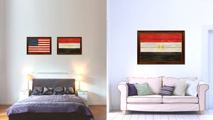 Egypt Country Flag Texture Canvas Print with Brown Custom Picture Frame Home Decor Gift Ideas Wall Art Decoration