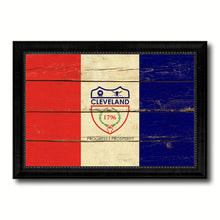 Load image into Gallery viewer, Cleveland City Ohio State Vintage Flag Canvas Print Black Picture Frame
