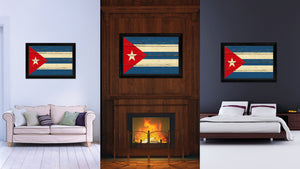 Cuba Country Flag Vintage Canvas Print with Black Picture Frame Home Decor Gifts Wall Art Decoration Artwork