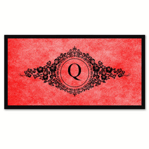 Alphabet Letter Q Red Canvas Print, Black Custom Frame