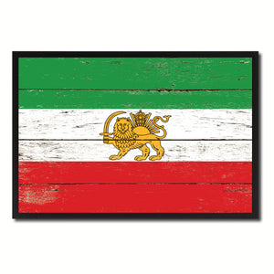 Old Iran Country National Flag Vintage Canvas Print with Picture Frame Home Decor Wall Art Collection Gift Ideas