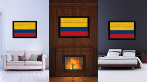 Colombia Country Flag Vintage Canvas Print with Black Picture Frame Home Decor Gifts Wall Art Decoration Artwork