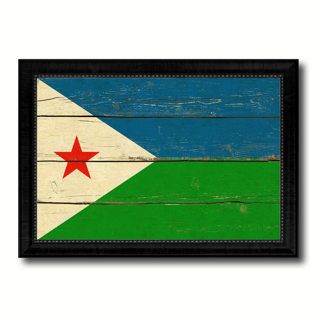 Djibouti Country Flag Vintage Canvas Print with Black Picture Frame Home Decor Gifts Wall Art Decoration Artwork