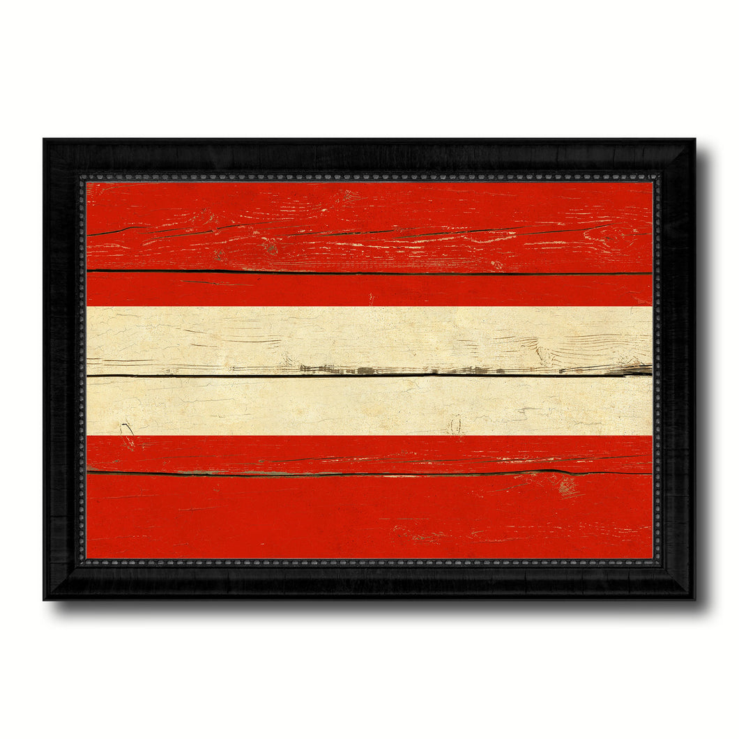 Austria Country Flag Vintage Canvas Print with Black Picture Frame Home Decor Gifts Wall Art Decoration Artwork