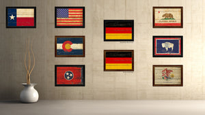 Germany Country Flag Vintage Canvas Print with Brown Picture Frame Home Decor Gifts Wall Art Decoration Artwork