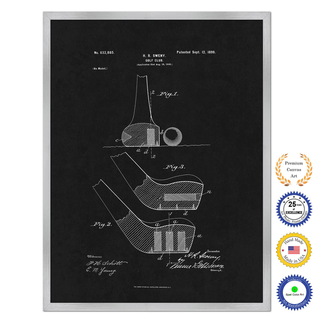 1899 Golf Club Old Patent Art Print on Canvas Custom Framed Vintage Home Decor Wall Decoration Great for Gifts