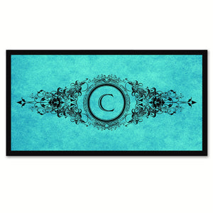 Alphabet Letter C Aqua Canvas Print Black Frame Kids Bedroom Wall Décor Home Art