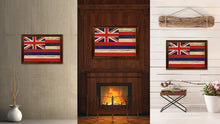 Load image into Gallery viewer, Hawaii State Vintage Flag Canvas Print with Brown Picture Frame Home Decor Man Cave Wall Art Collectible Decoration Artwork Gifts
