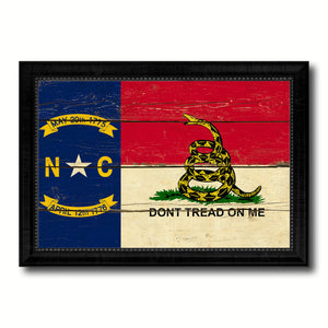 Gadsden Don't Tread On Me North Carolina State Military Flag Vintage Canvas Print with Black Picture Frame Home Decor Wall Art Decoration Gift Ideas