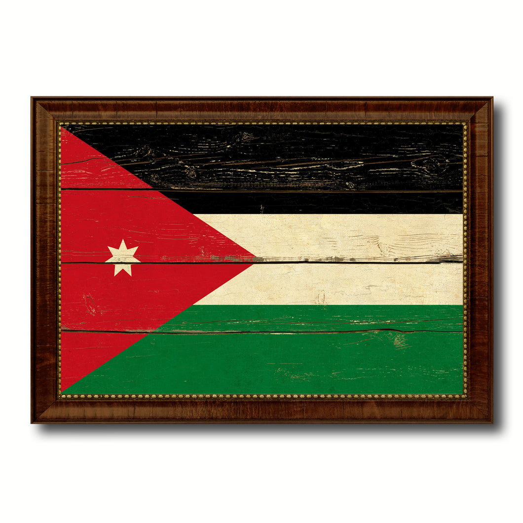 Jordan Country Flag Vintage Canvas Print with Brown Picture Frame Home Decor Gifts Wall Art Decoration Artwork