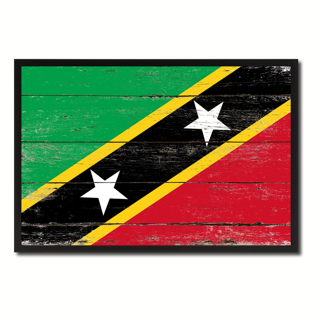 Saint Kitts and Nevis Country National Flag Vintage Canvas Print with Picture Frame Home Decor Wall Art Collection Gift Ideas
