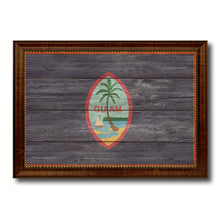 Load image into Gallery viewer, Guam US Territory Texture Flag Canvas Print Brown Picture Frame
