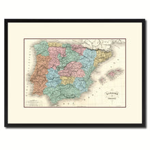 Load image into Gallery viewer, Spain Portugal Vintage Antique Map Wall Art Home Decor Gift Ideas Canvas Print Custom Picture Frame
