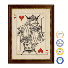 Load image into Gallery viewer, King Heart Poker Decks of Vintage Cards Print on Canvas Brown Custom Framed
