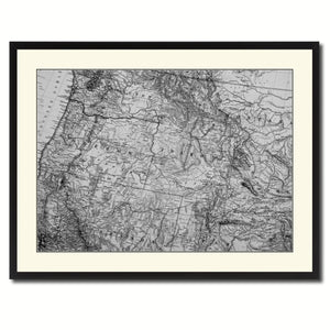 Us Pacific Northwest Vintage B&W Map Canvas Print, Picture Frame Home Decor Wall Art Gift Ideas