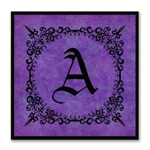 Alphabet A Purple Canvas Print Black Frame Kids Bedroom Wall Décor Home Art