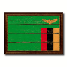 Load image into Gallery viewer, Zambia Country Flag Vintage Canvas Print with Brown Picture Frame Home Decor Gifts Wall Art Decoration Artwork
