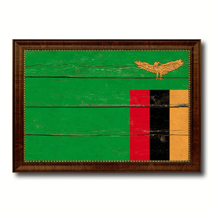 Zambia Country Flag Vintage Canvas Print with Brown Picture Frame Home Decor Gifts Wall Art Decoration Artwork