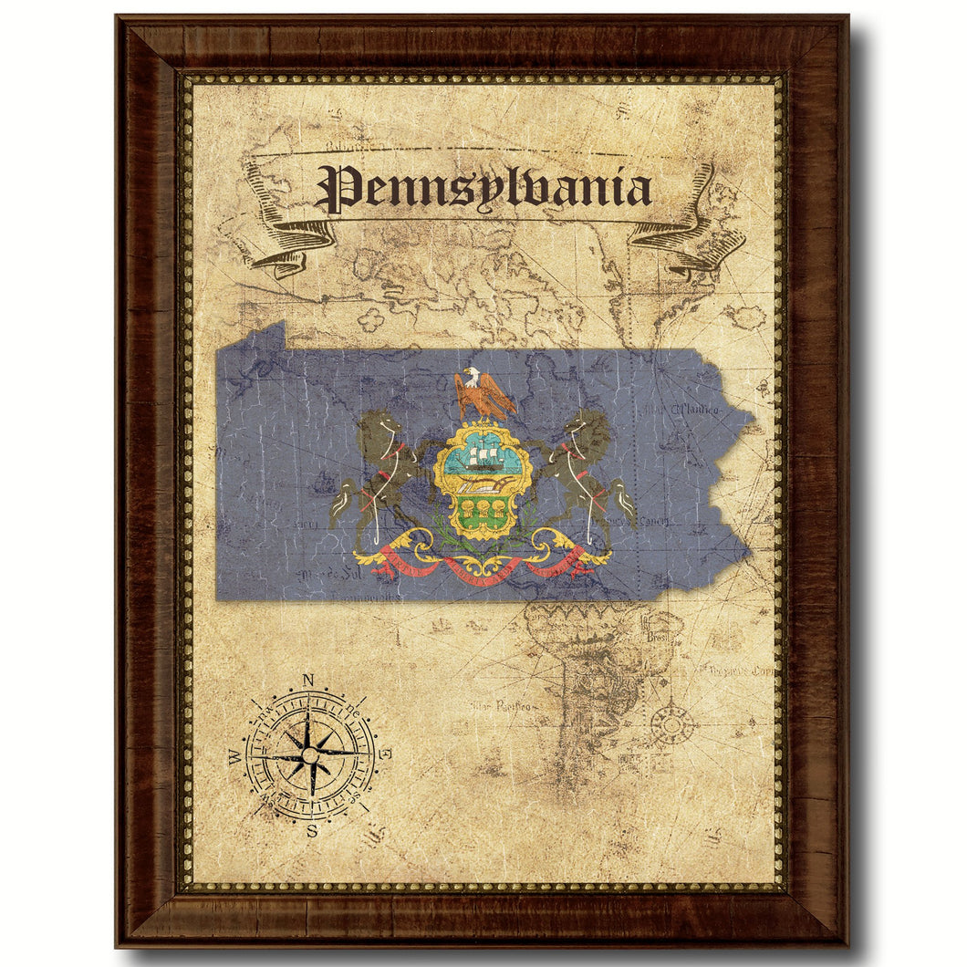 Pennsylvania State Vintage Map Home Decor Wall Art Office Decoration Gift Ideas