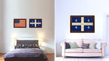 Load image into Gallery viewer, Quebec City Canada Vintage Flag Canvas Print Brown Picture Frame
