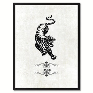 Zodiac Tiger Horoscope Canvas Print, Black Picture Frame Home Decor Wall Art Gift
