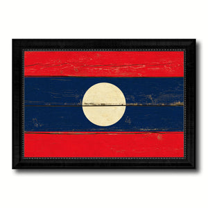 Laos Country Flag Vintage Canvas Print with Black Picture Frame Home Decor Gifts Wall Art Decoration Artwork