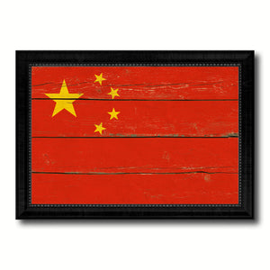 China Country Flag Vintage Canvas Print with Black Picture Frame Home Decor Gifts Wall Art Decoration Artwork