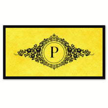Load image into Gallery viewer, Alphabet Letter P Yellow Canvas Print, Black Custom Frame
