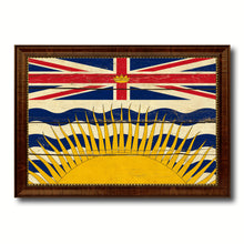 Load image into Gallery viewer, British Columbia Province City Canada Country Vintage Flag Canvas Print Brown Picture Frame
