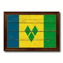 Load image into Gallery viewer, Saint Vincent &amp; the Grenadines Country Flag Vintage Canvas Print with Brown Picture Frame Home Decor Gifts Wall Art Decoration Artwork
