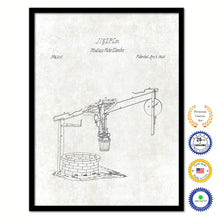 Load image into Gallery viewer, 1849 Windlass Water Elevator Old Patent Art Print on Canvas Custom Framed Vintage Home Decor Wall Decoration Great for Gifts
