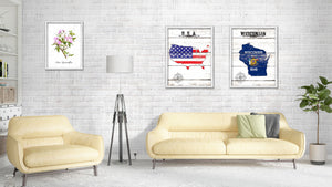 Wisconsin Flag Gifts Home Decor Wall Art Canvas Print with Custom Picture Frame