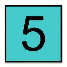 Load image into Gallery viewer, Number 5 Aqua Canvas Print Black Frame Kids Bedroom Wall Décor Home Art
