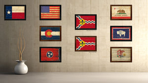 St Louis City Missouri State Vintage Flag Canvas Print Brown Picture Frame