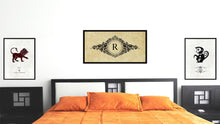 Load image into Gallery viewer, Alphabet Letter R Brown Canvas Print, Black Custom Frame
