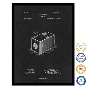 1888 George Eastman Camera Vintage Patent Artwork Black Framed Canvas Home Office Decor Great Gift for Photographer