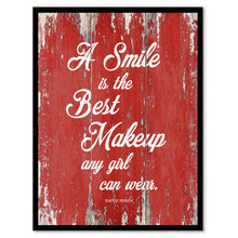 Load image into Gallery viewer, A smile is the best makeup any girl can wear - Marilyn Monroe  Inspirational Quote Saying Canvas Print with Picture Frame Home Decor Wall Art, Red

