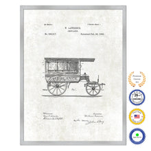Load image into Gallery viewer, 1889 Doctor Ambulance Antique Patent Artwork Silver Framed Canvas Print Home Office Decor Great for Doctor Paramedic Surgeon Hospital Medical Student

