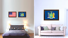 Load image into Gallery viewer, New York State Flag Canvas Print with Custom Brown Picture Frame Home Decor Wall Art Decoration Gifts

