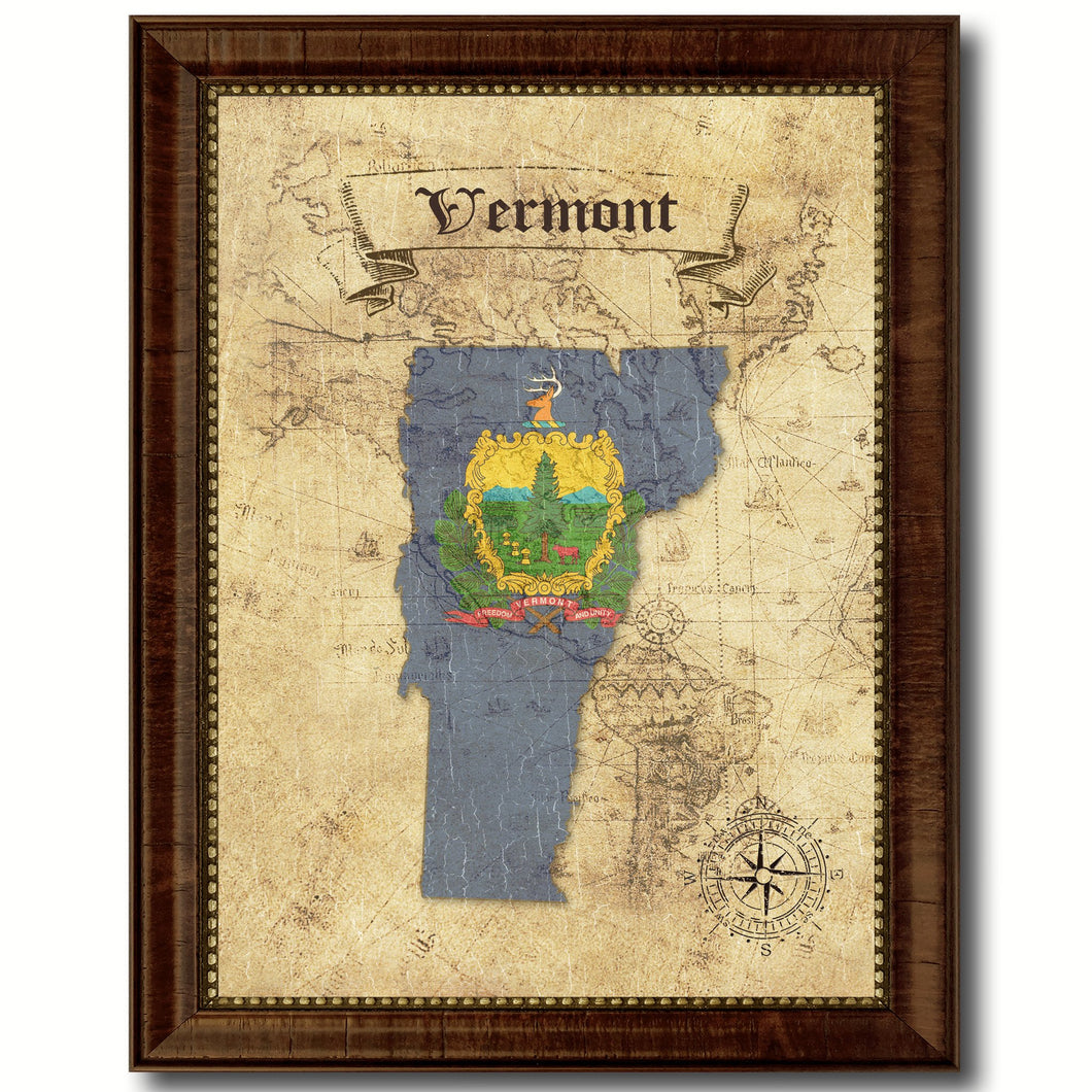 Vermont State Vintage Map Home Decor Wall Art Office Decoration Gift Ideas