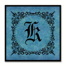 Load image into Gallery viewer, Alphabet K Blue Canvas Print Black Frame Kids Bedroom Wall Décor Home Art
